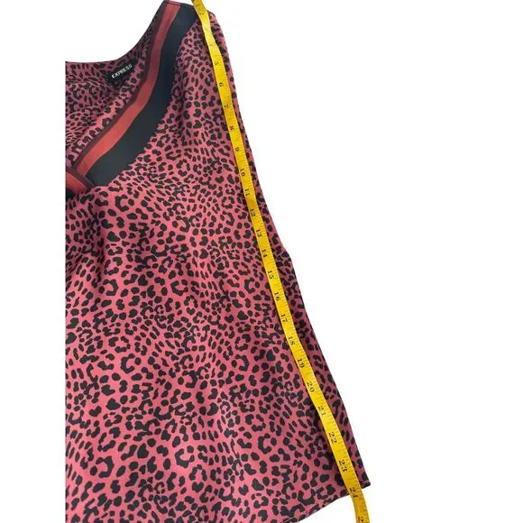 Express Women’s Animal Print Blouse Size SP Maroon Black Long Sleeve Petite - Picture 8 of 8